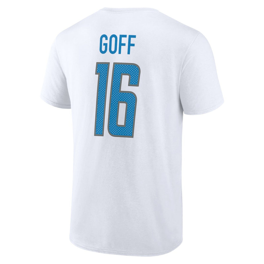 Jared Goff Detroit Lions Icon Player Name & Number T-Shirt - White - NFL