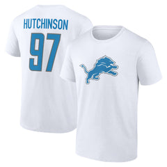 Aidan Hutchinson Detroit Lions Icon Player Name & Number T-Shirt - White - NFL