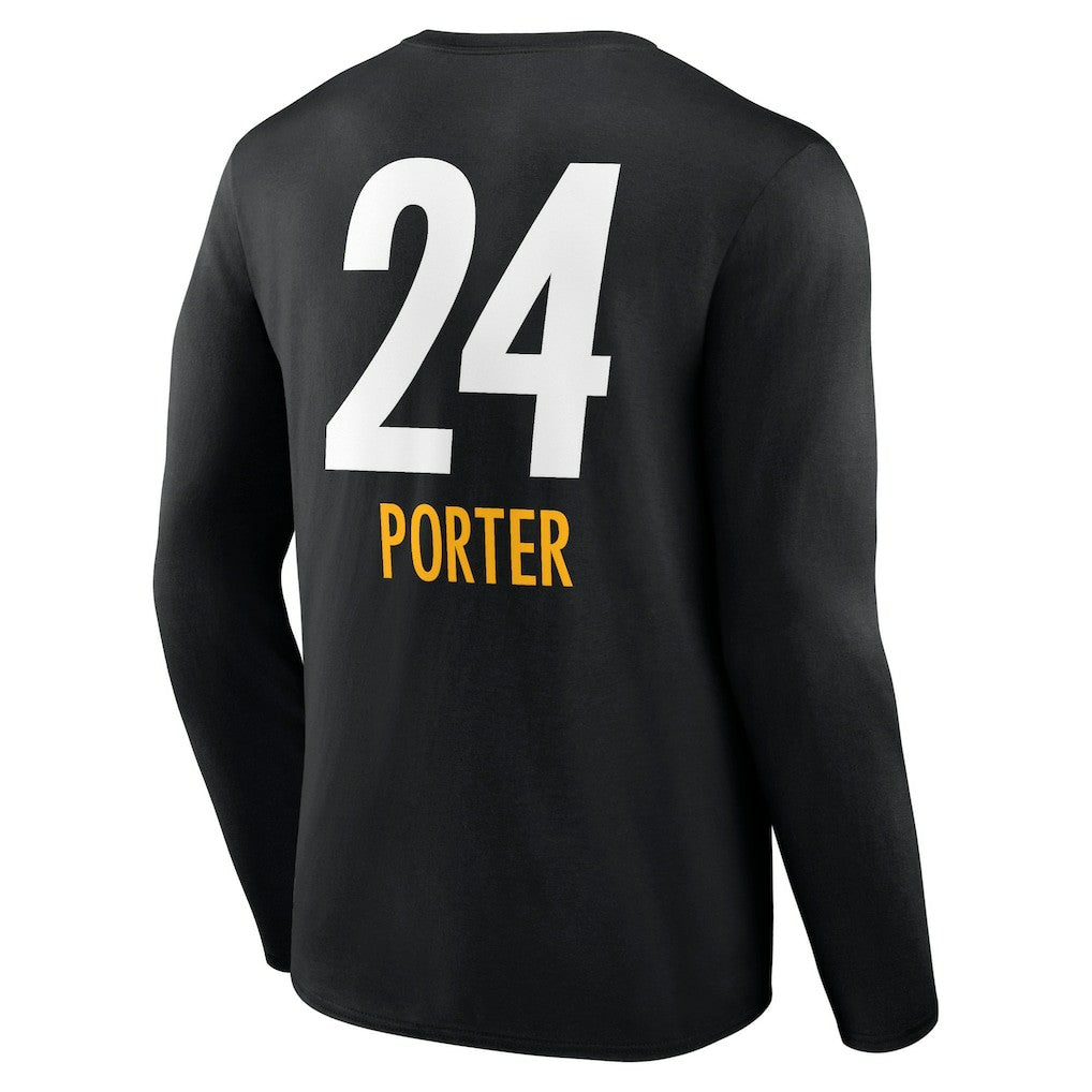 Joey Porter Jr. Pittsburgh Steelers Team Wordmark Player Name & Number Long Sleeve T-Shirt - Black - NFL