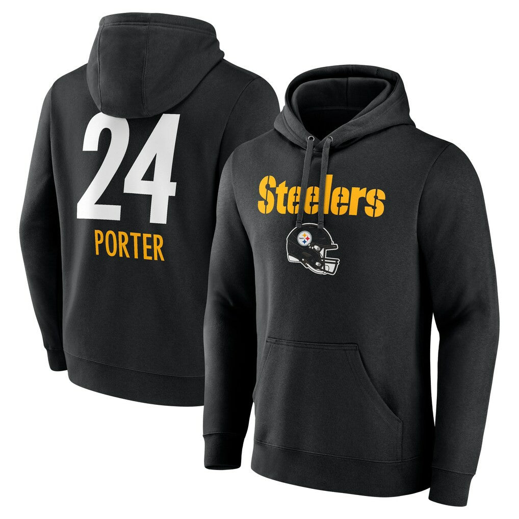 Joey Porter Jr. Pittsburgh Steelers Team Wordmark Player Name & Number Pullover Hoodie - Black - NFL
