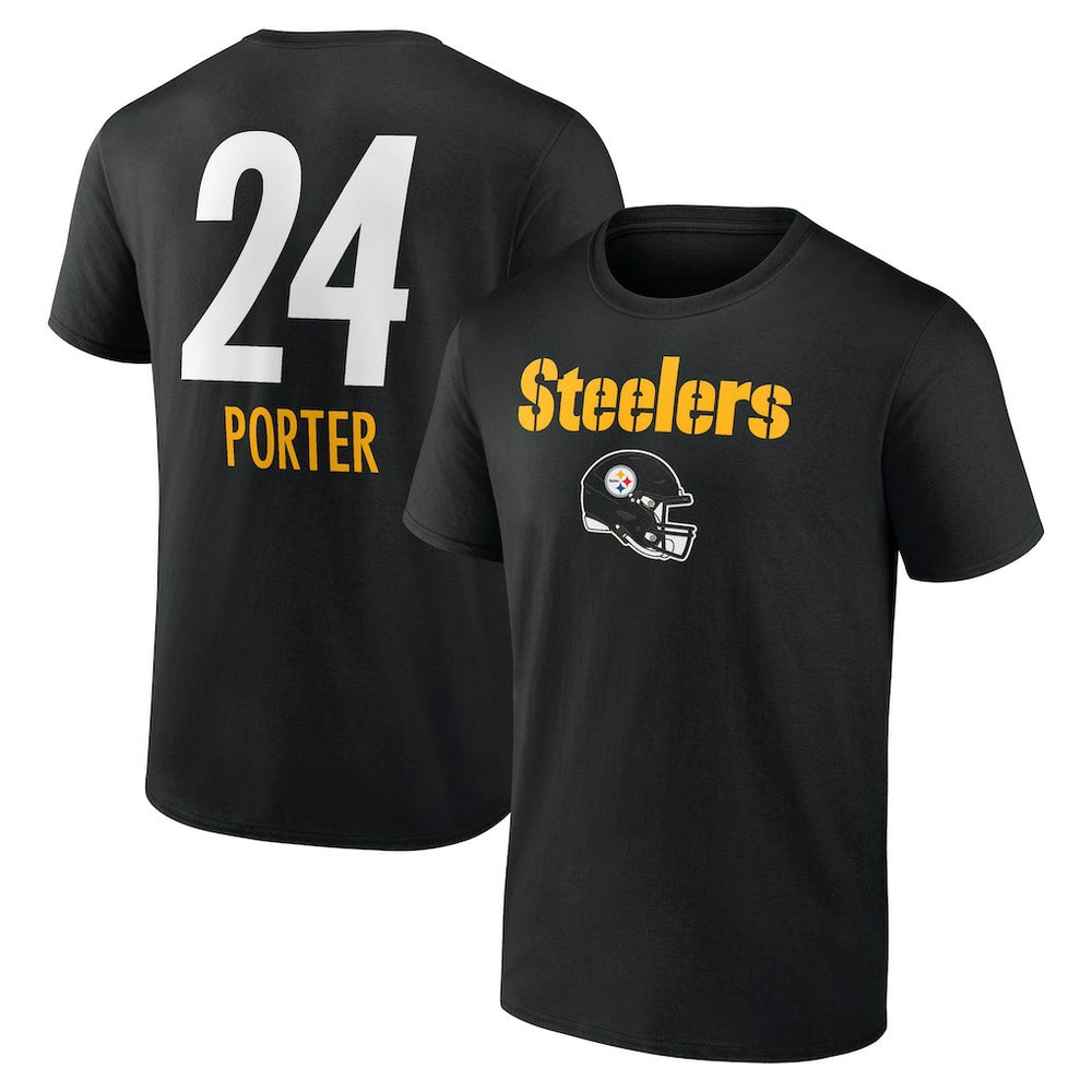 Joey Porter Jr. Pittsburgh Steelers Team Wordmark Player Name & Number T-Shirt - Black - NFL