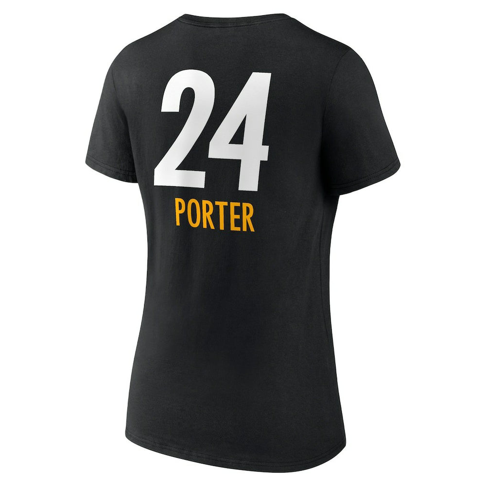 Joey Porter Jr. Pittsburgh Steelers Women's Team Wordmark Player Name & Number V-Neck T-Shirt - Black - NFL