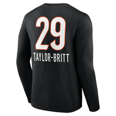 Cam Taylor-Britt Cincinnati Bengals Team Wordmark Player Name & Number Long Sleeve T-Shirt - Black - NFL