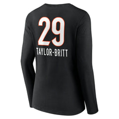 Cam Taylor-Britt Cincinnati Bengals Women's Team Wordmark Player Name & Number Long Sleeve V-Neck T-Shirt - Black - NFL