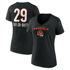 Cam Taylor-Britt Cincinnati Bengals Women's Team Wordmark Player Name & Number V-Neck T-Shirt - Black - NFL