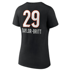 Cam Taylor-Britt Cincinnati Bengals Women's Team Wordmark Player Name & Number V-Neck T-Shirt - Black - NFL