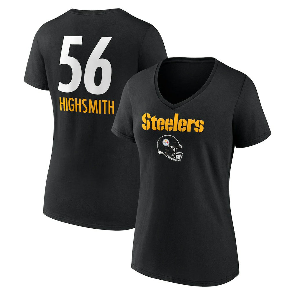 Alex Highsmith Pittsburgh Steelers Women's Team Wordmark Player Name & Number V-Neck T-Shirt - Black - NFL