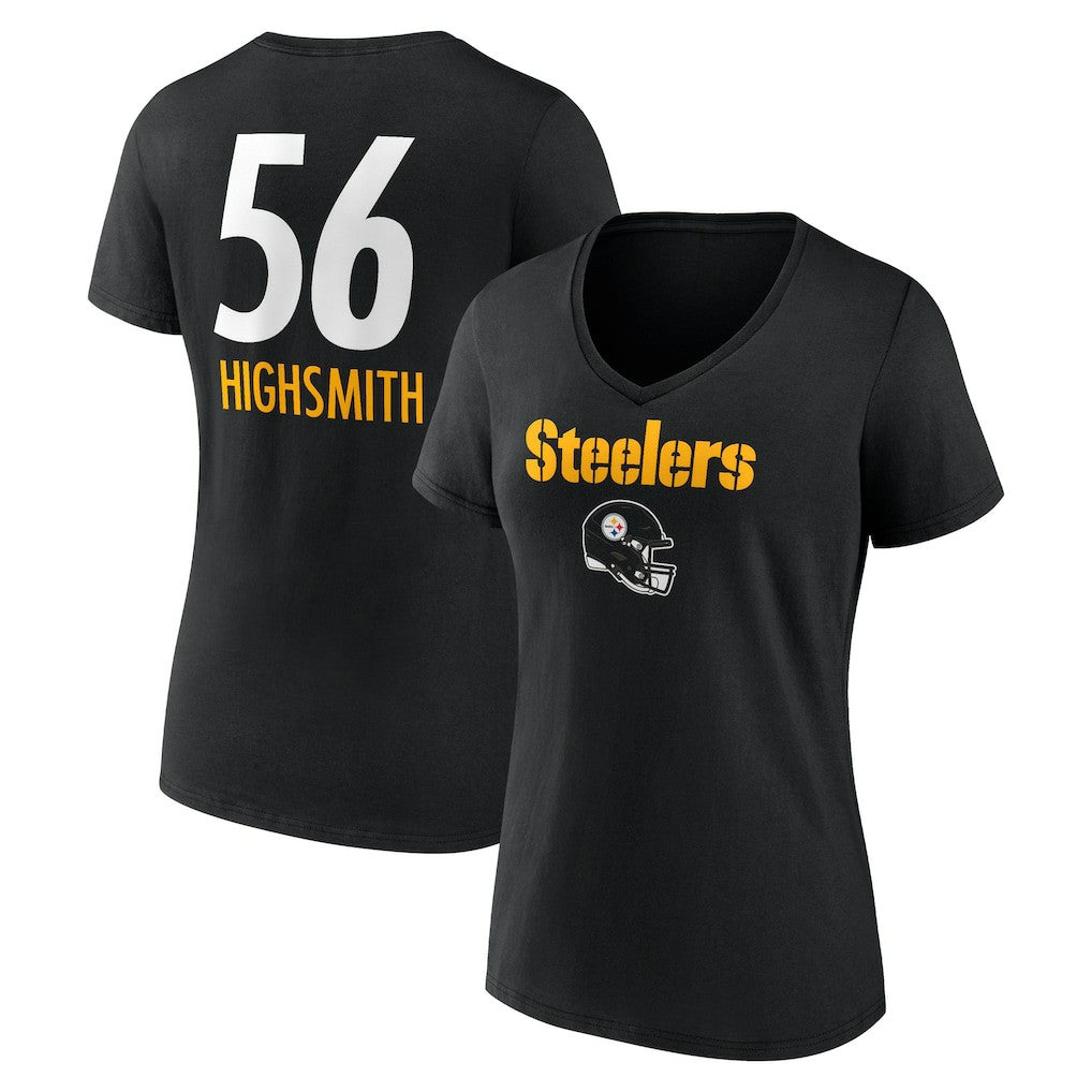 Alex Highsmith Pittsburgh Steelers Women's Team Wordmark Player Name & Number V-Neck T-Shirt - Black - NFL