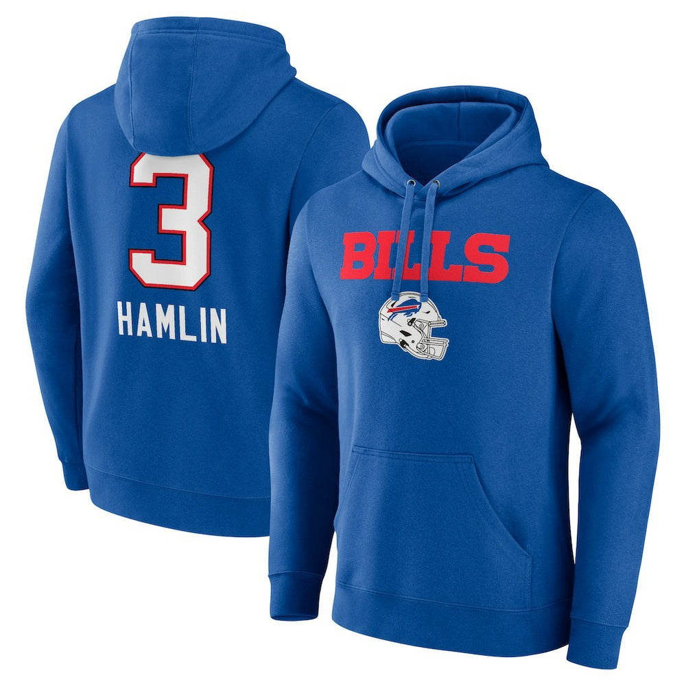Damar Hamlin Buffalo Bills Team Wordmark Player Name & Number Pullover Hoodie - Royal - NFL