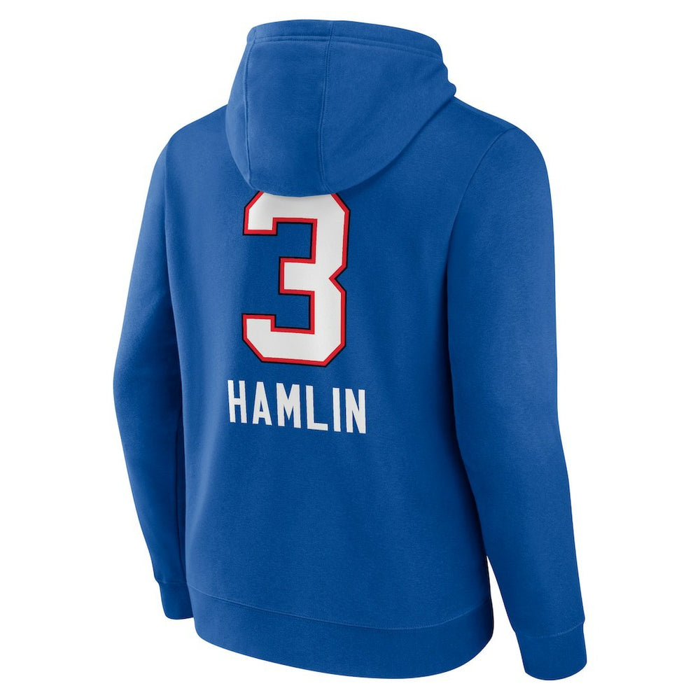 Damar Hamlin Buffalo Bills Team Wordmark Player Name & Number Pullover Hoodie - Royal - NFL