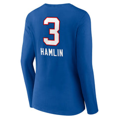 Damar Hamlin Buffalo Bills Women's Team Wordmark Player Name & Number Long Sleeve V-Neck T-Shirt - Royal - NFL