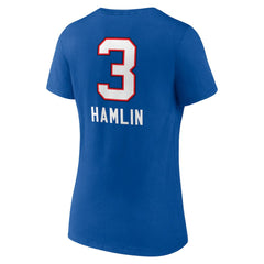 Damar Hamlin Buffalo Bills Women's Team Wordmark Player Name & Number V-Neck T-Shirt - Royal - NFL