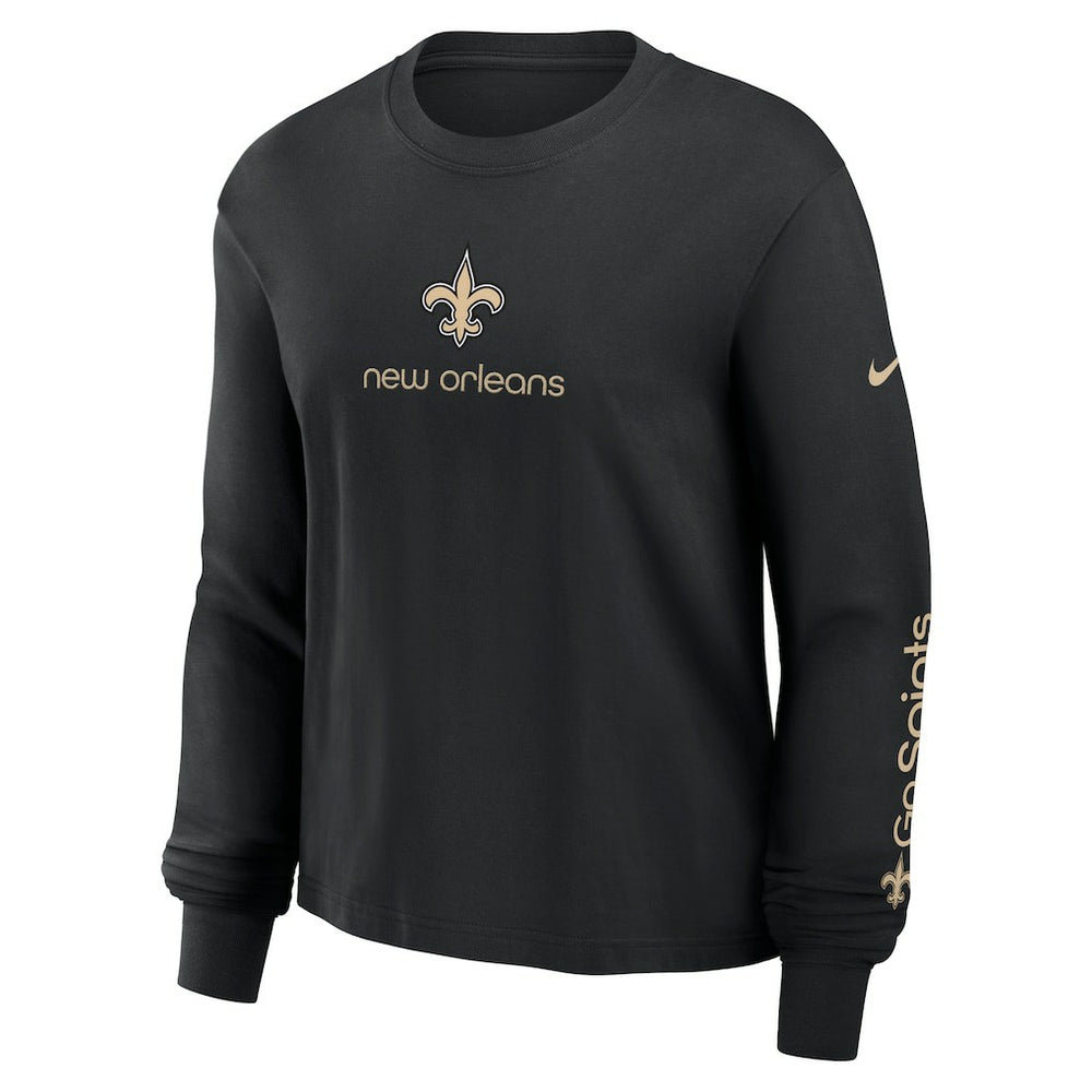 New Orleans Saints Women's Boxy Long Sleeve T-Shirt - Black - Nike