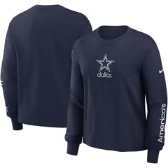 Dallas Cowboys Women's Boxy Long Sleeve T-Shirt - Navy - Nike