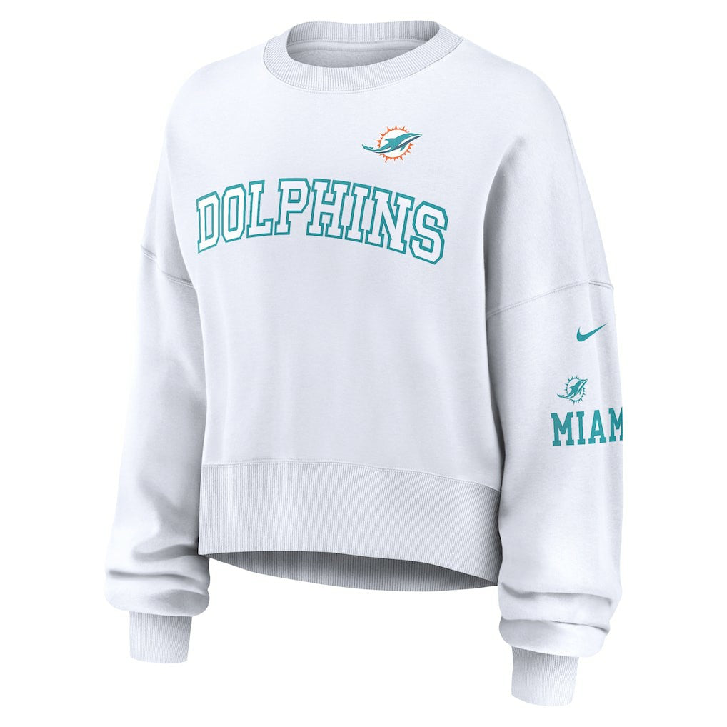 Miami Dolphins Women's Oversized Pullover Sweatshirt - White - Nike