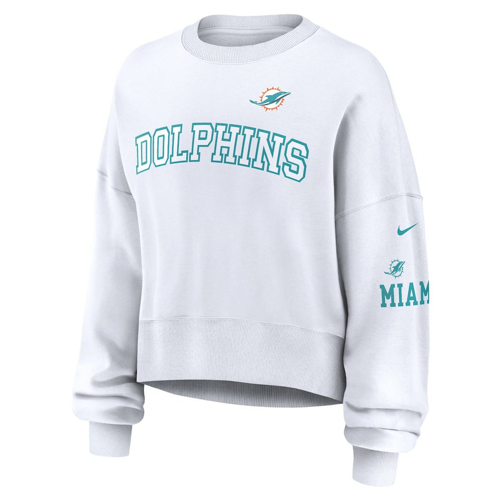Miami Dolphins Women's Oversized Pullover Sweatshirt - White - Nike