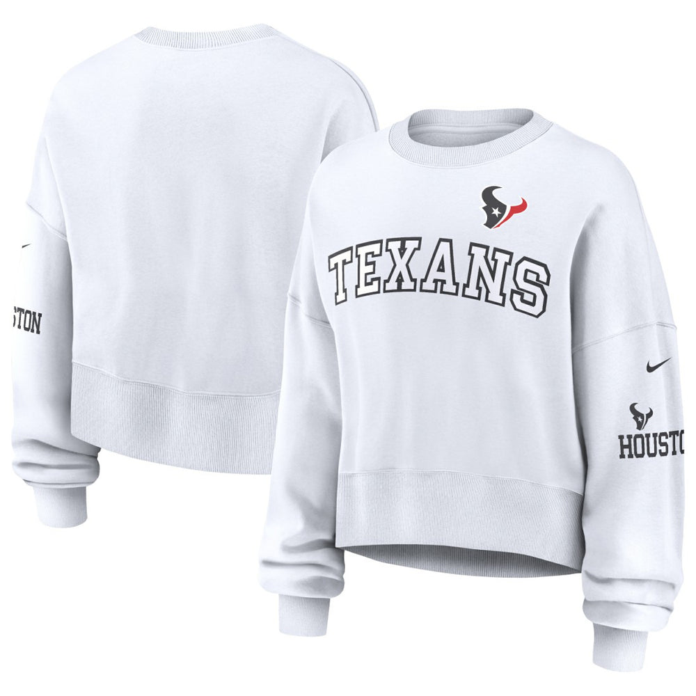 Houston Texans Women's Oversized Pullover Sweatshirt - White - Nike