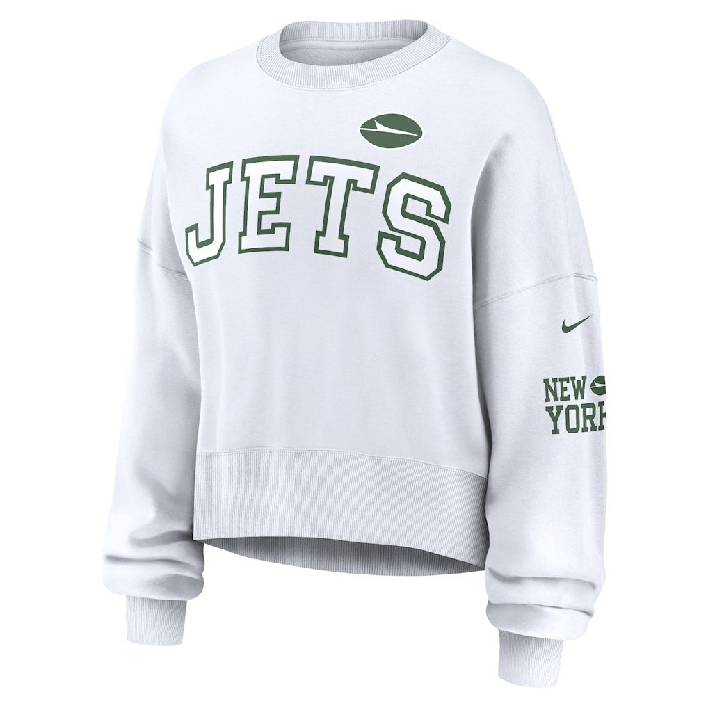 New York Jets Women's Oversized Pullover Sweatshirt - White - Nike