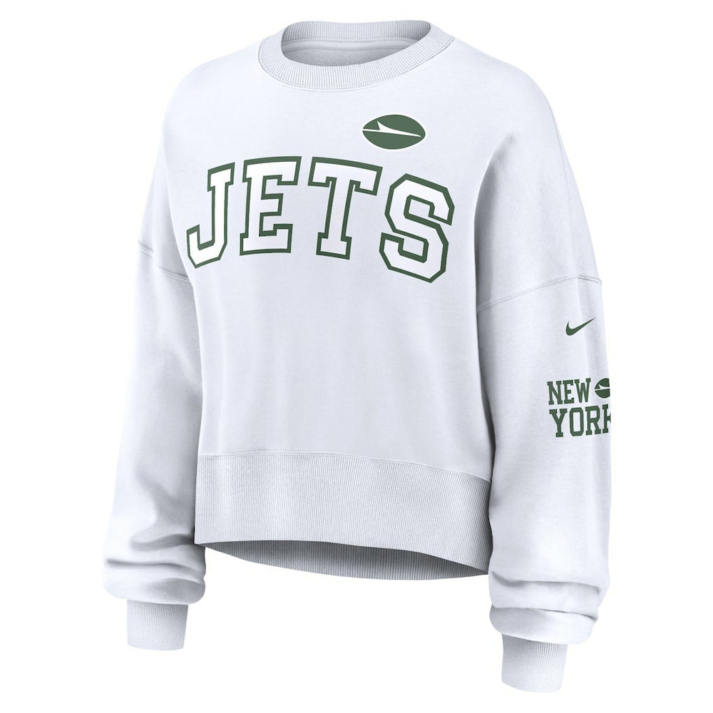 New York Jets Women's Oversized Pullover Sweatshirt - White - Nike