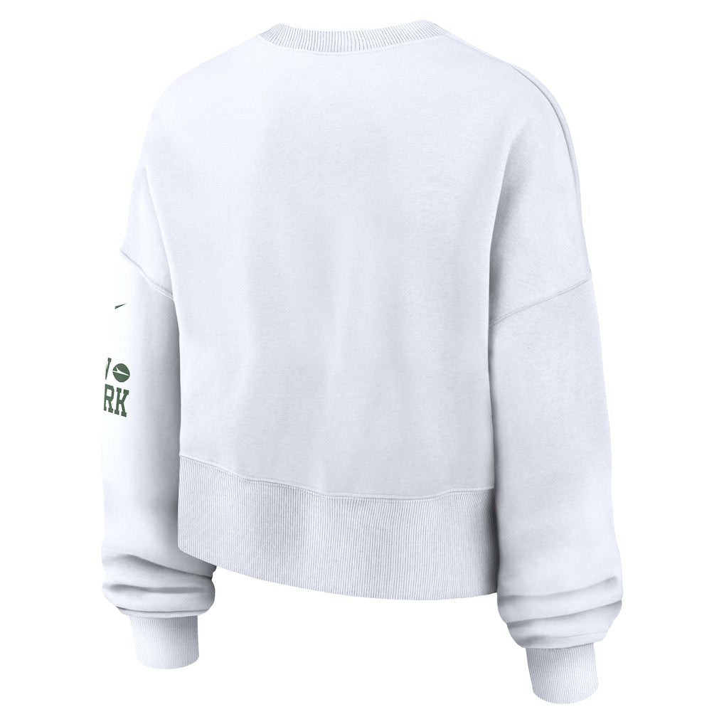 New York Jets Women's Oversized Pullover Sweatshirt - White - Nike
