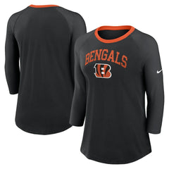 Cincinnati Bengals Women's 3/4 Sleeve Raglan Fashion Top - Black - Nike