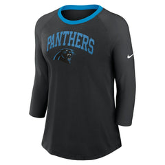 Carolina Panthers Women's 3/4 Sleeve Raglan Fashion Top - Black - Nike