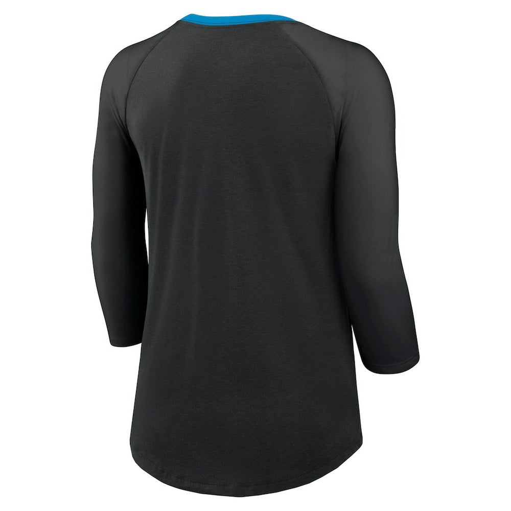 Carolina Panthers Women's 3/4 Sleeve Raglan Fashion Top - Black - Nike