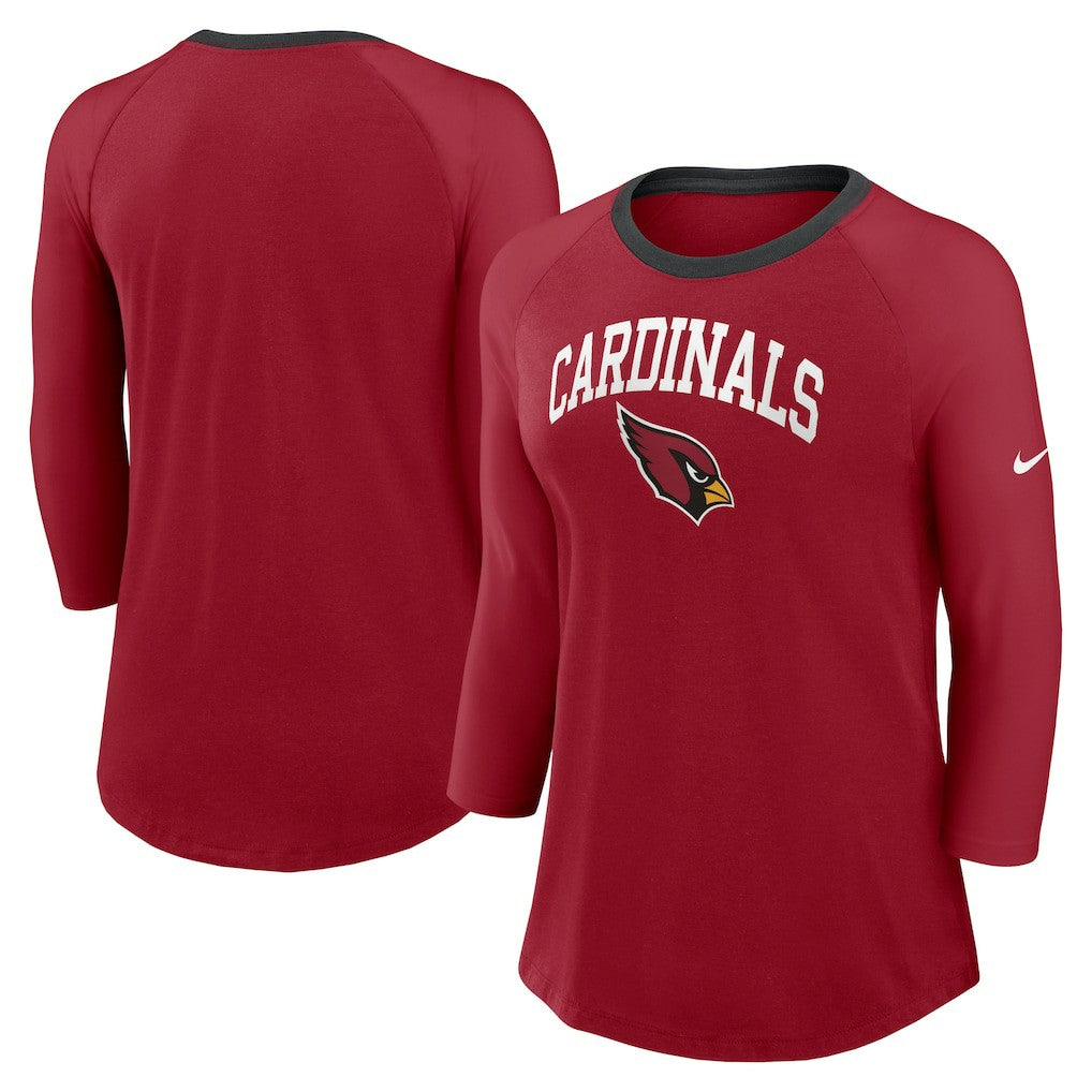 Arizona Cardinals Women's 3/4 Sleeve Raglan Fashion Top - Cardinal - Nike