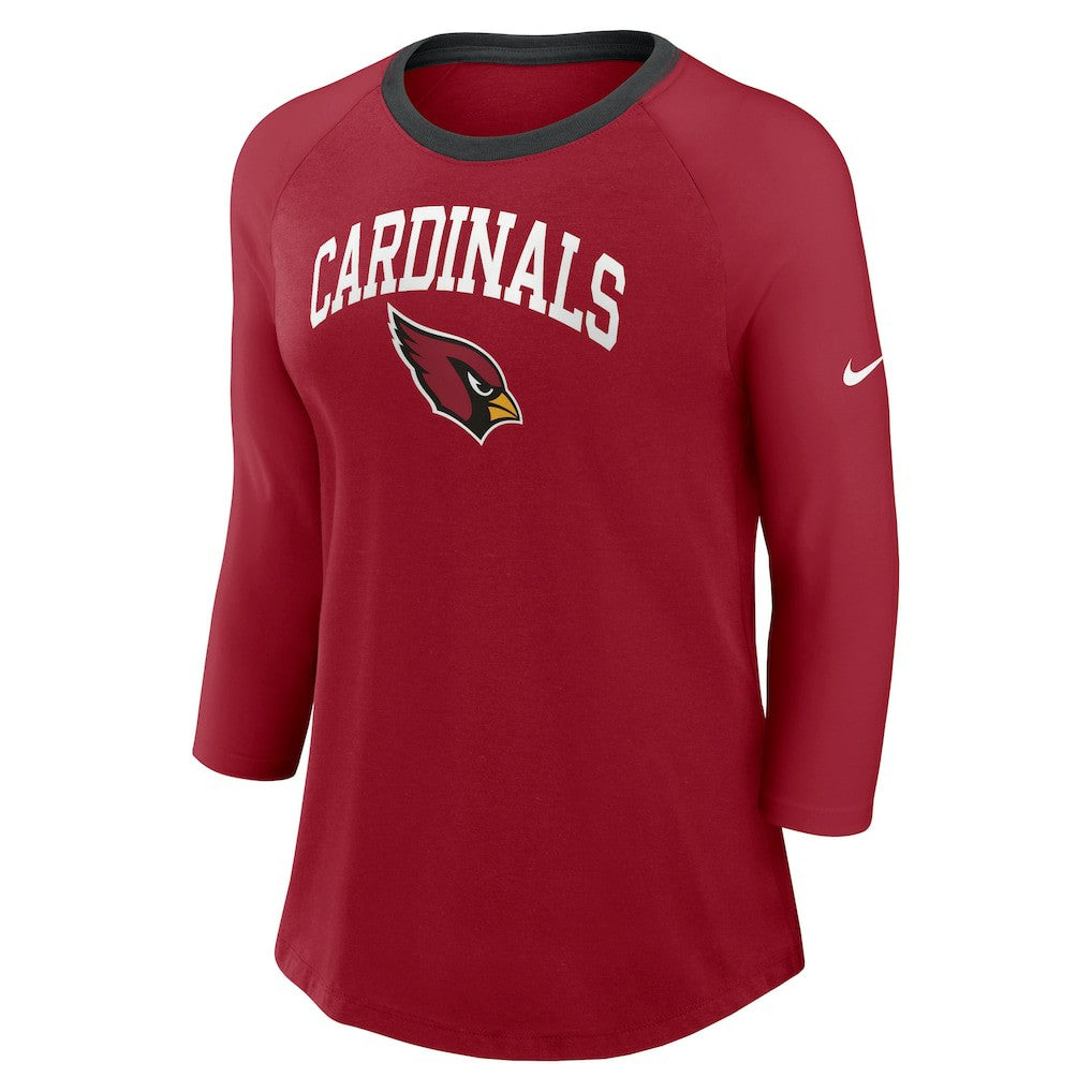 Arizona Cardinals Women's 3/4 Sleeve Raglan Fashion Top - Cardinal - Nike