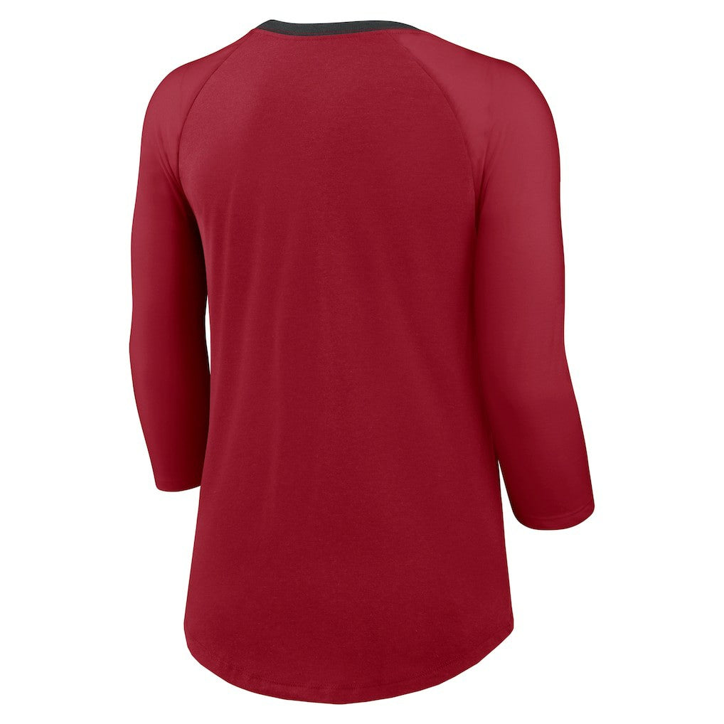 Arizona Cardinals Women's 3/4 Sleeve Raglan Fashion Top - Cardinal - Nike