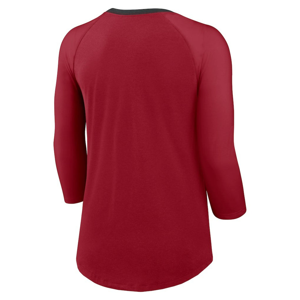 Arizona Cardinals Women's 3/4 Sleeve Raglan Fashion Top - Cardinal - Nike