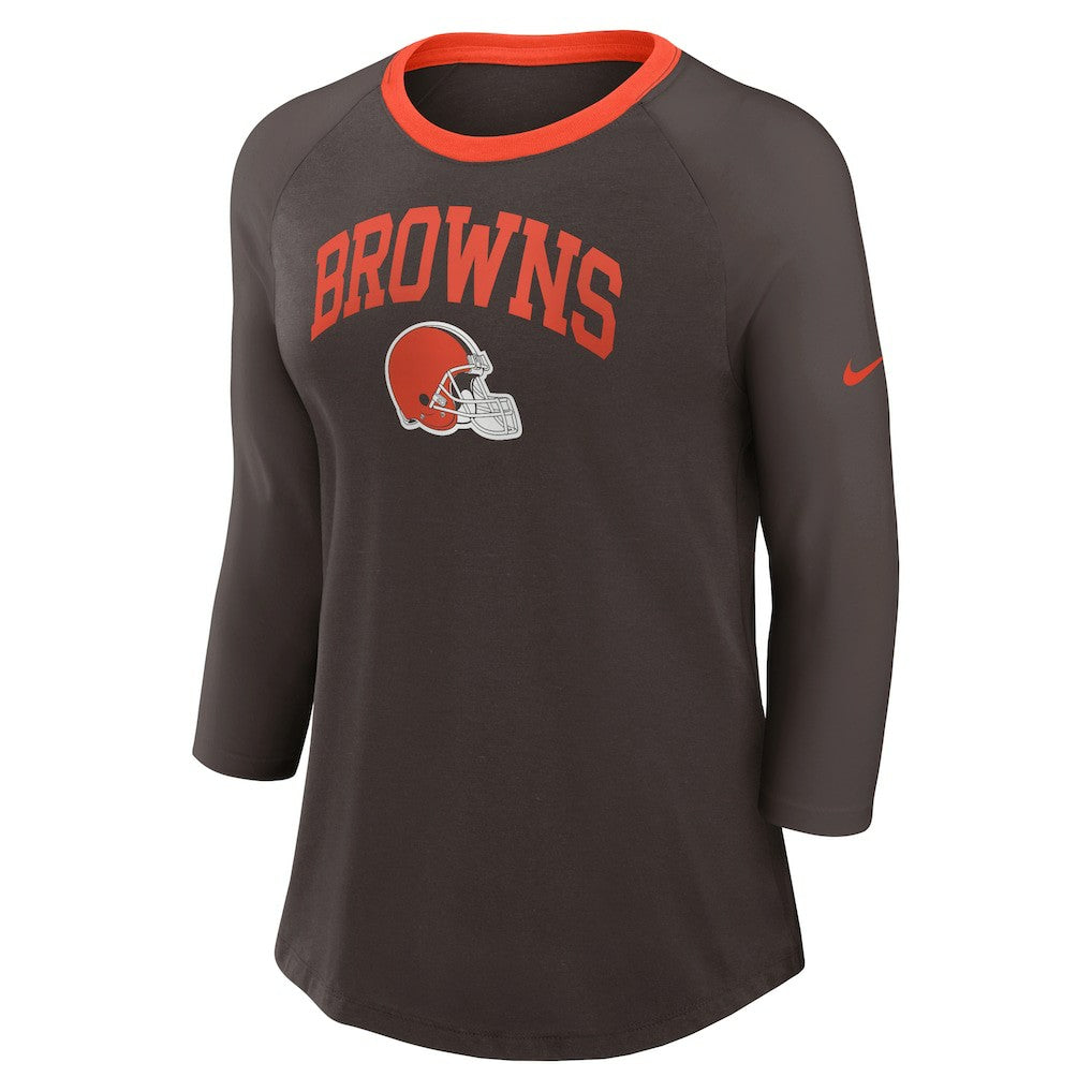 Cleveland Browns Women's 3/4 Sleeve Raglan Fashion Top - Brown - Nike