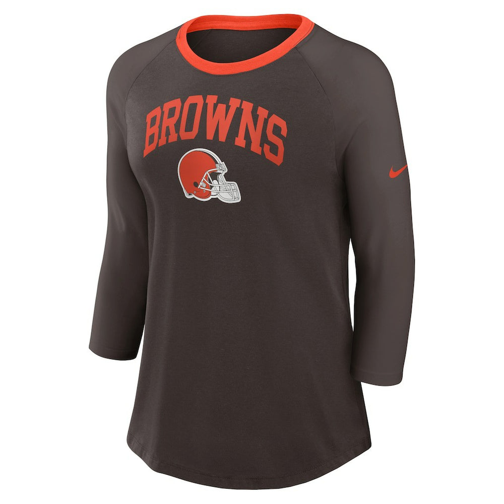 Cleveland Browns Women's 3/4 Sleeve Raglan Fashion Top - Brown - Nike