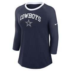 Dallas Cowboys Women's 3/4 Sleeve Raglan Fashion Top - Navy - Nike