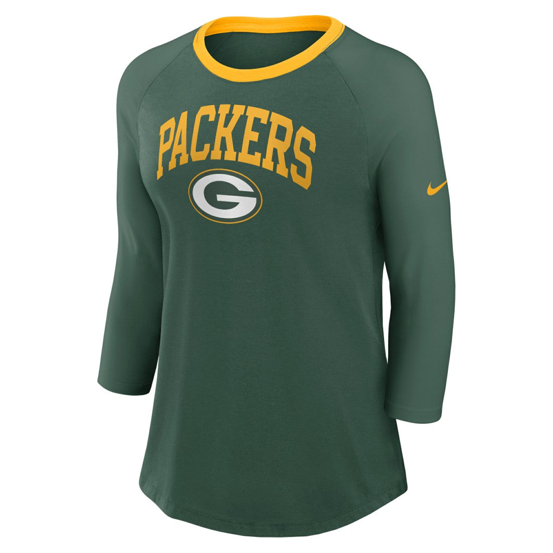 Green Bay Packers Women's 3/4 Sleeve Raglan Fashion Top - Green - Nike