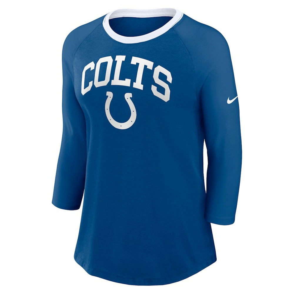 Indianapolis Colts Women's 3/4 Sleeve Raglan Fashion Top - Royal - Nike