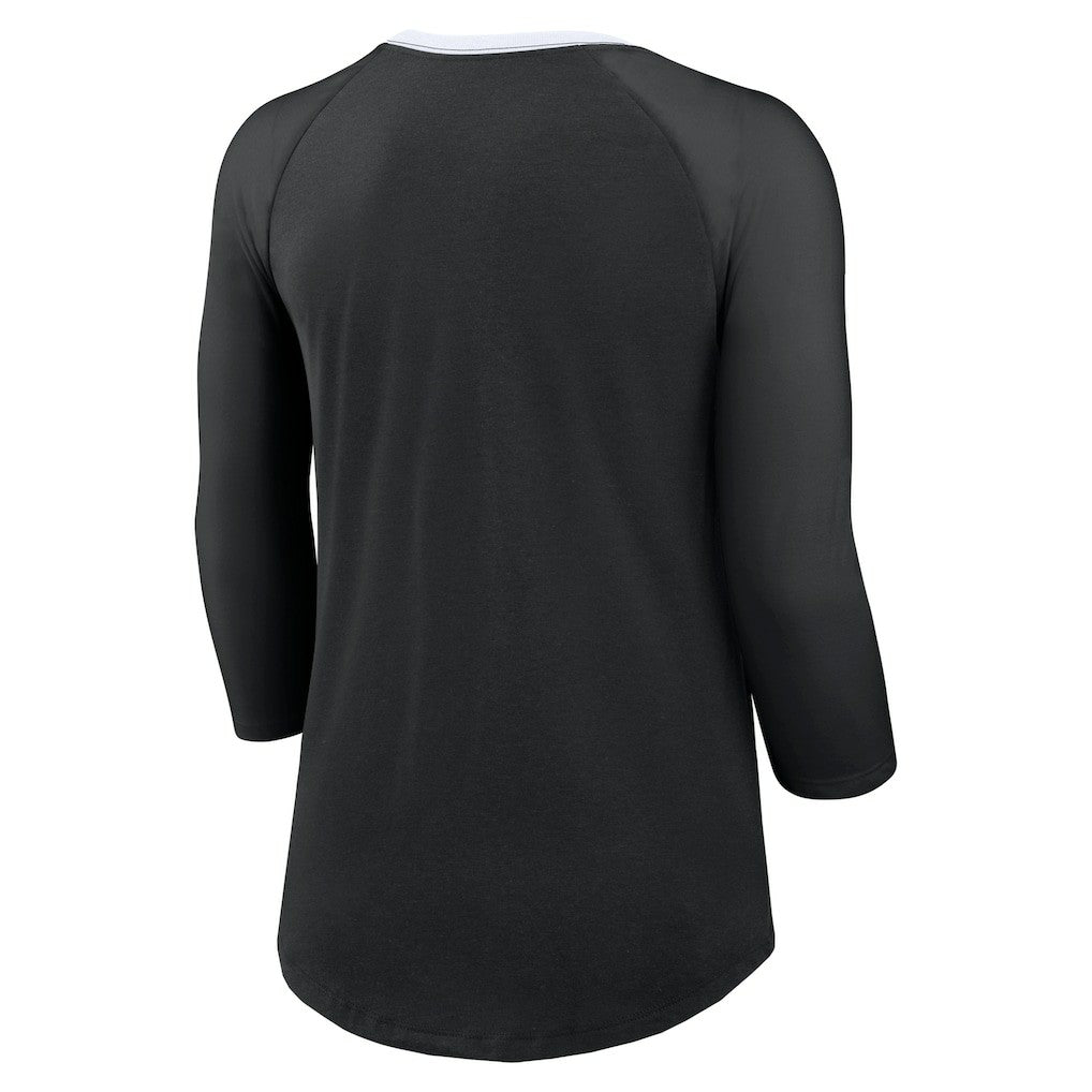 New Orleans Saints Women's 3/4 Sleeve Raglan Fashion Top - Black - Nike