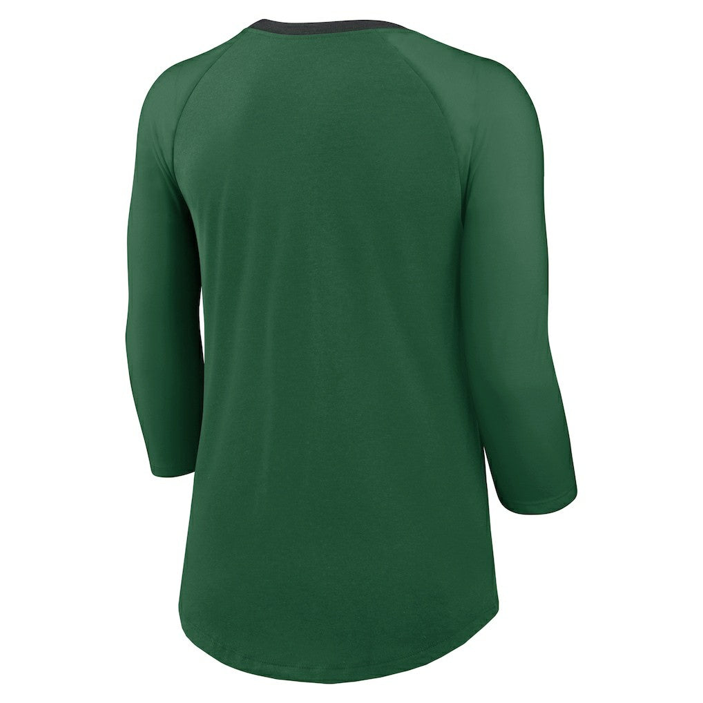 New York Jets Women's 3/4 Sleeve Raglan Fashion Top - Green - Nike