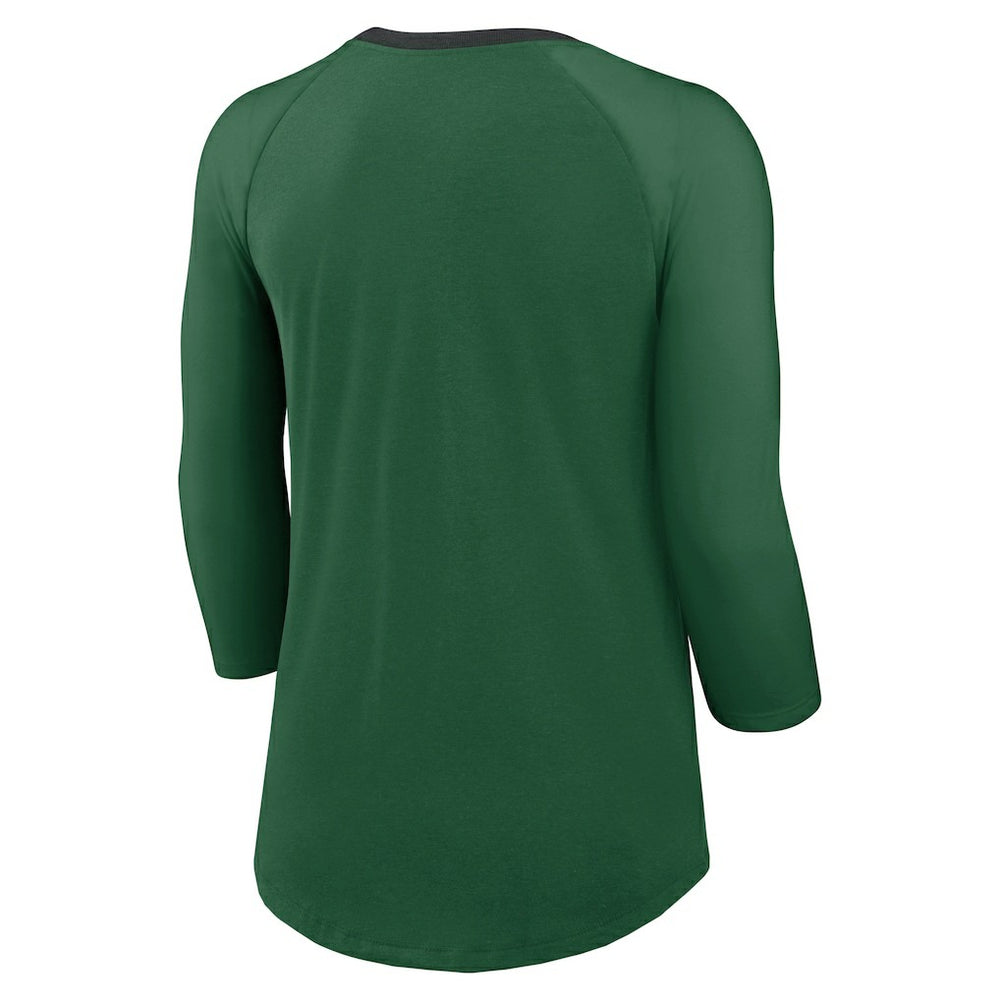 New York Jets Women's 3/4 Sleeve Raglan Fashion Top - Green - Nike