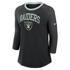 Las Vegas Raiders Women's 3/4 Sleeve Raglan Fashion Top - Black - Nike