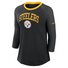 Pittsburgh Steelers Women's 3/4 Sleeve Raglan Fashion Top - Black - Nike