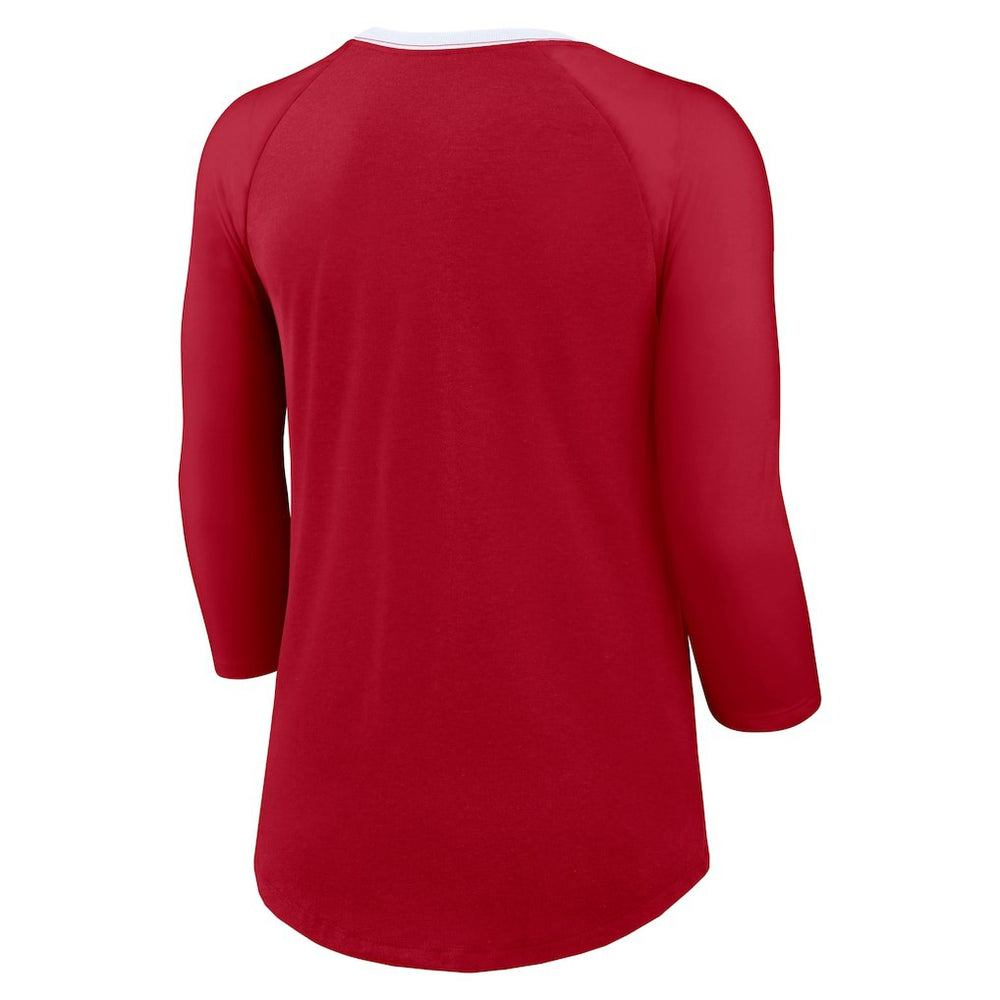 San Francisco 49ers Women's 3/4 Sleeve Raglan Fashion Top - Scarlet - Nike