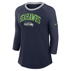 Seattle Seahawks Women's 3/4 Sleeve Raglan Fashion Top - Navy - Nike