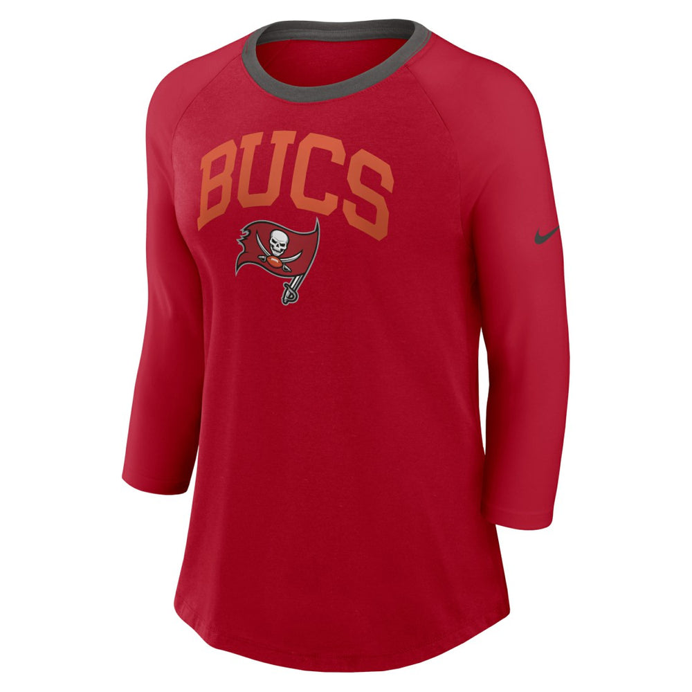 Tampa Bay Buccaneers Women's 3/4 Sleeve Raglan Fashion Top - Red - Nike