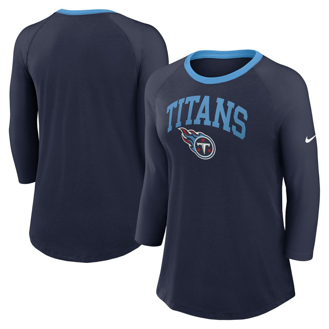 Tennessee Titans Women's 3/4 Sleeve Raglan Fashion Top - Navy - Nike