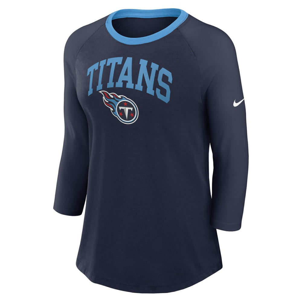 Tennessee Titans Women's 3/4 Sleeve Raglan Fashion Top - Navy - Nike