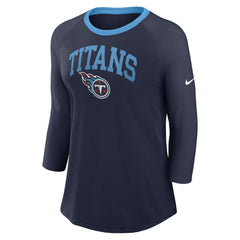 Tennessee Titans Women's 3/4 Sleeve Raglan Fashion Top - Navy - Nike