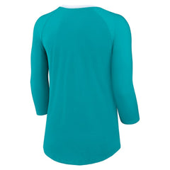 Miami Dolphins Women's 3/4 Sleeve Raglan Fashion Top - Aqua - Nike
