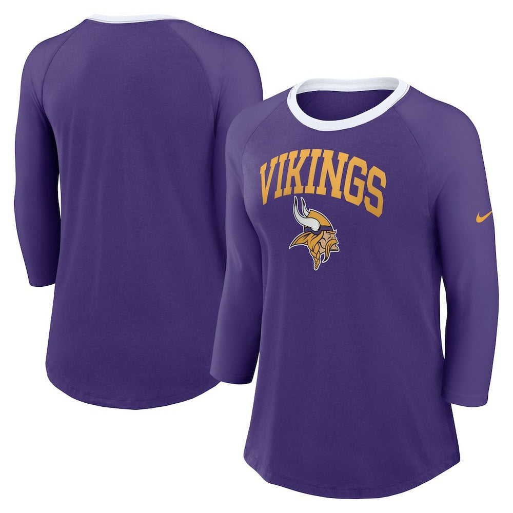Minnesota Vikings Women's 3/4 Sleeve Raglan Fashion Top - Purple - Nike