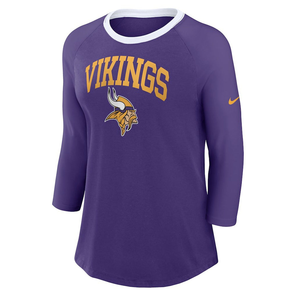 Minnesota Vikings Women's 3/4 Sleeve Raglan Fashion Top - Purple - Nike